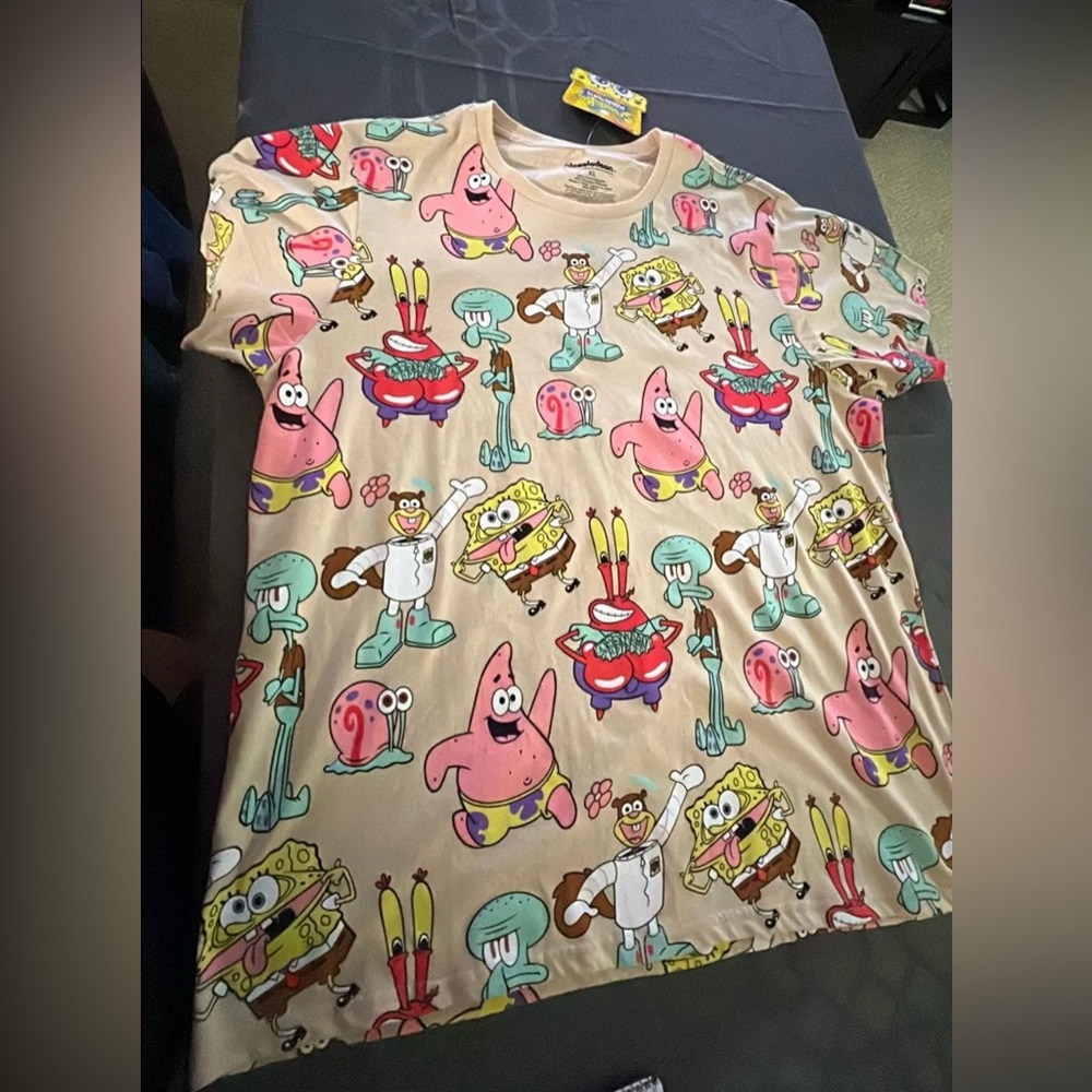 Nickelodeon SpongeBob SquarePants Collection Men’s Tan Tee Shirt Size X-Large